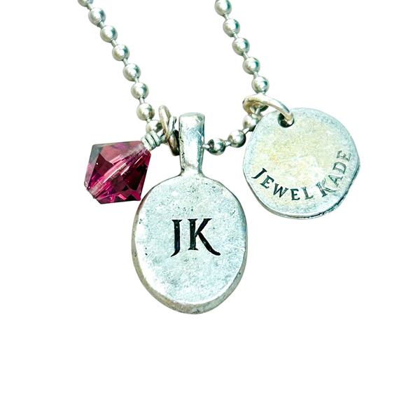 Jewel Kade Monogram E Music Note Silver Tone Ball Chain Charm Necklace - Picture 4 of 6